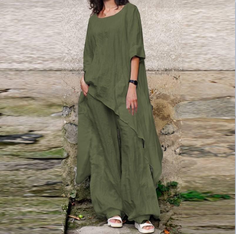 Loose Solid Color Womens Set Irregular Two-Piece Set For Women