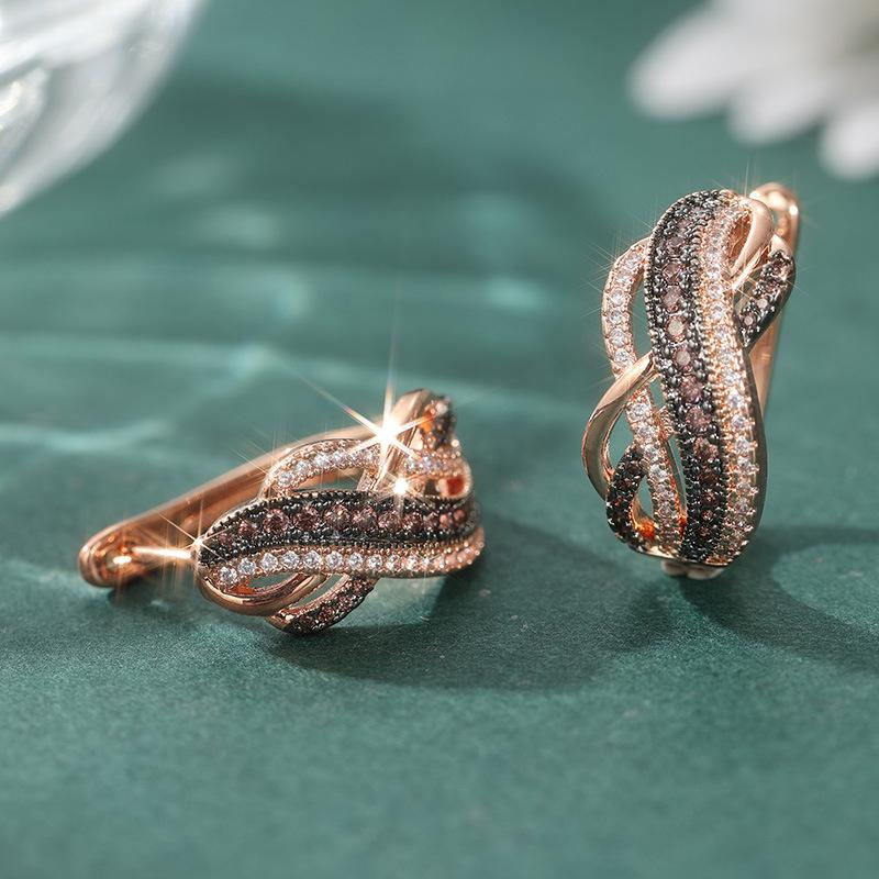 Transparent Gemstone Copper Earrings For Women