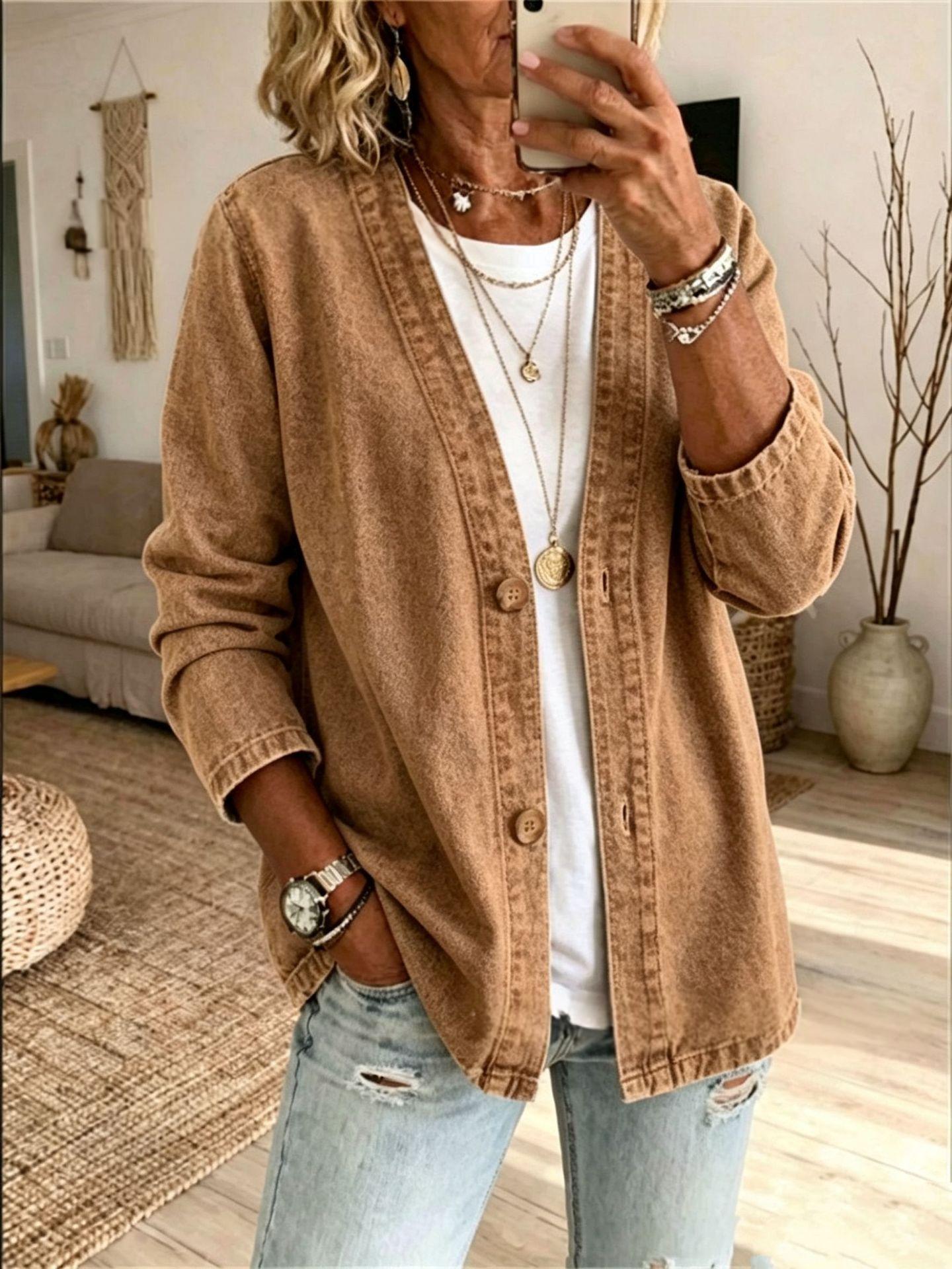 Womens Casual Denim Cardigan Jacket