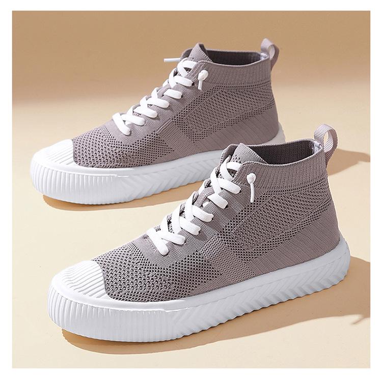 Jinjiang Cross-border Large-size Lightweight Flyknit High-top Casual Shoes