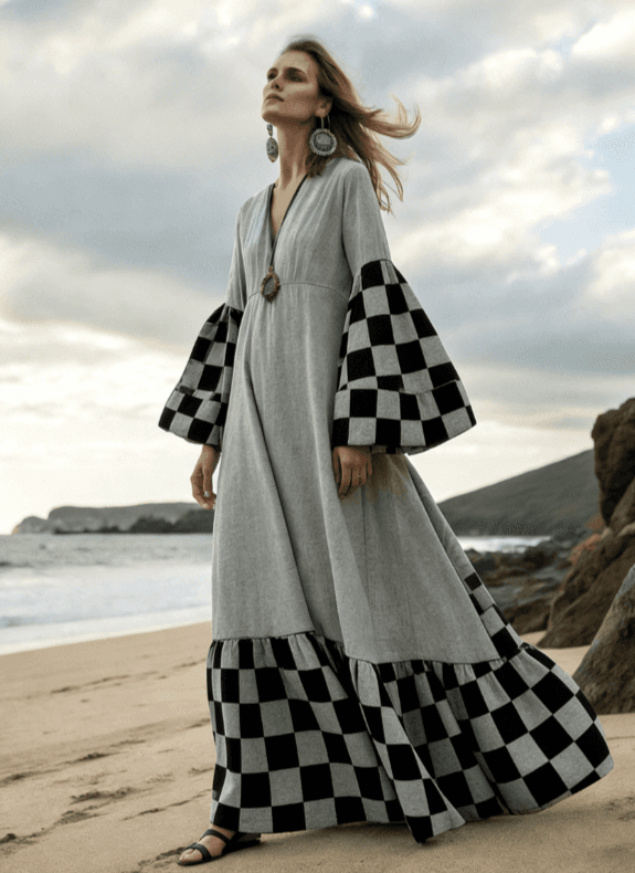 Xinglan Water Drop Wave Point Grand Swing Holiday Long Dress