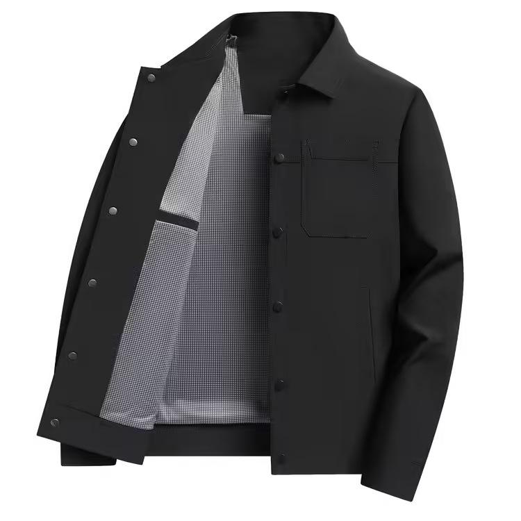 Mens Lapel Jacket With Buttoned Placket Top Coat