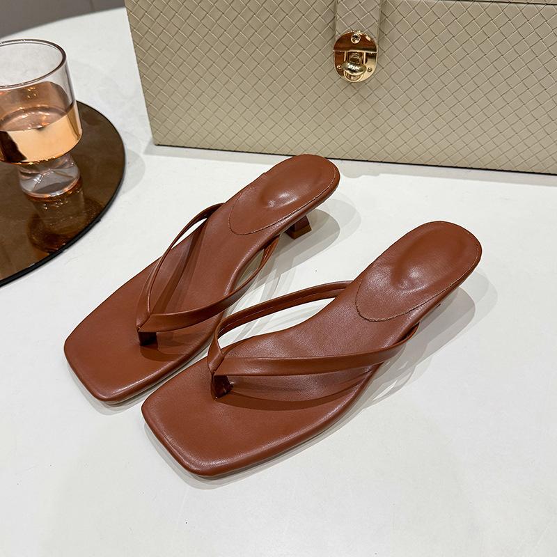 Womens Square-toe Flip-flop Beach Sandals