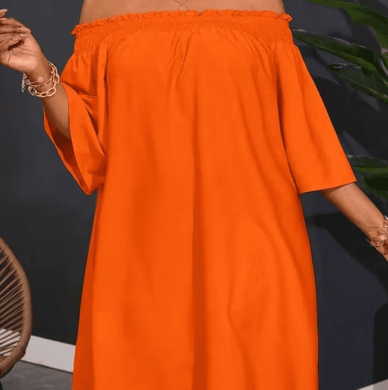 Resort Style Off-Shoulder Loose Dress For Women