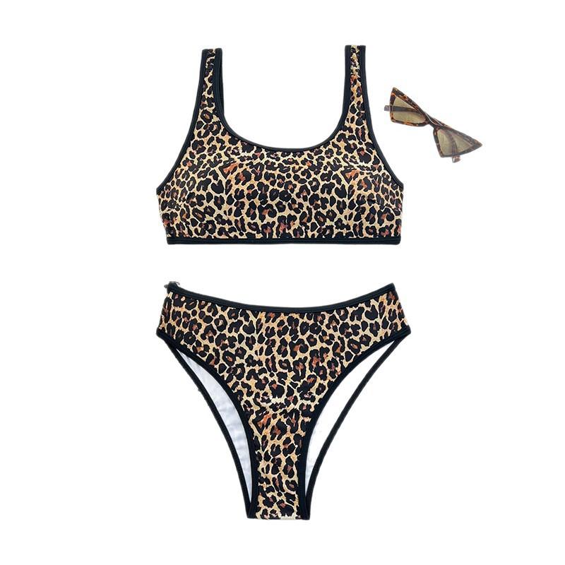 Leopard-print Two-piece Swimsuit Womens Sexy Bikini Beach And Hot Spring Swimwear For Women
