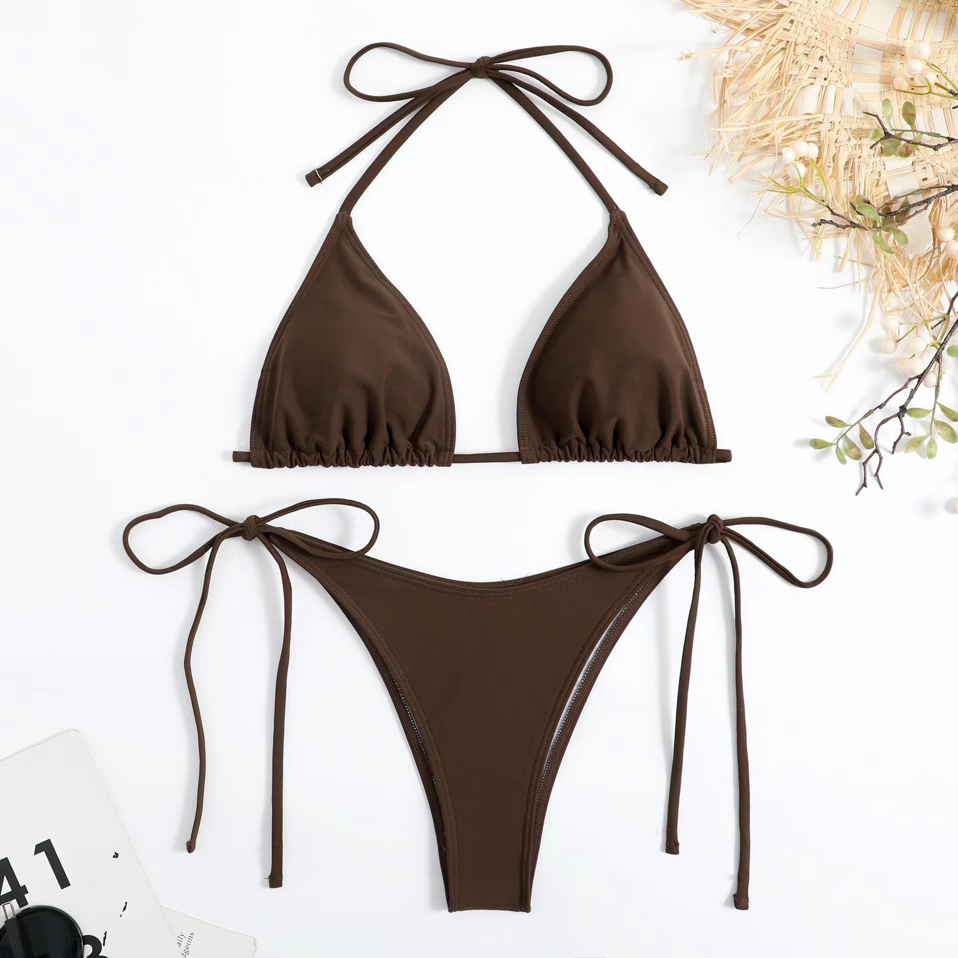 Sexy Hot Girl Halter Bikini Split Swimsuit Swim Trunks