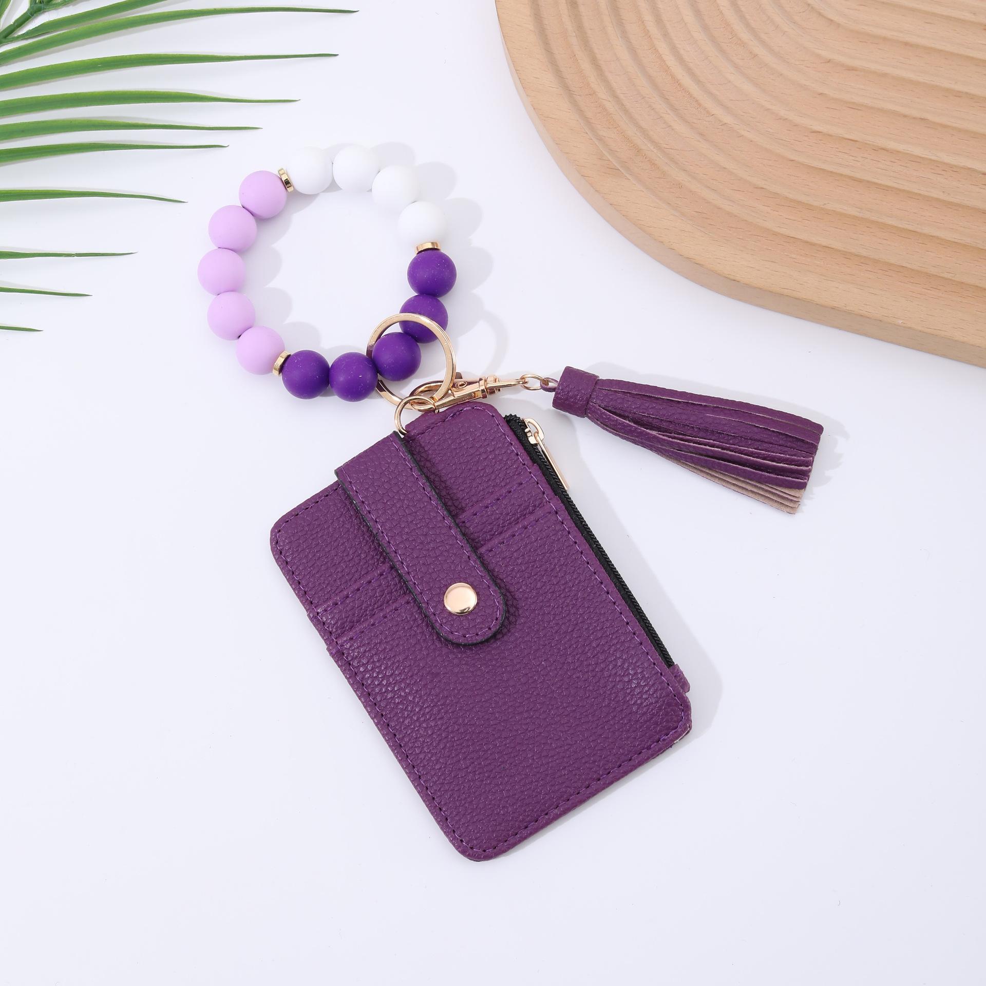 Silicone Bead Bracelet Leather Wallet