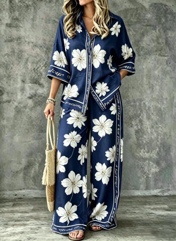 SpringSummer Digital-Print Shirt And Pants Set