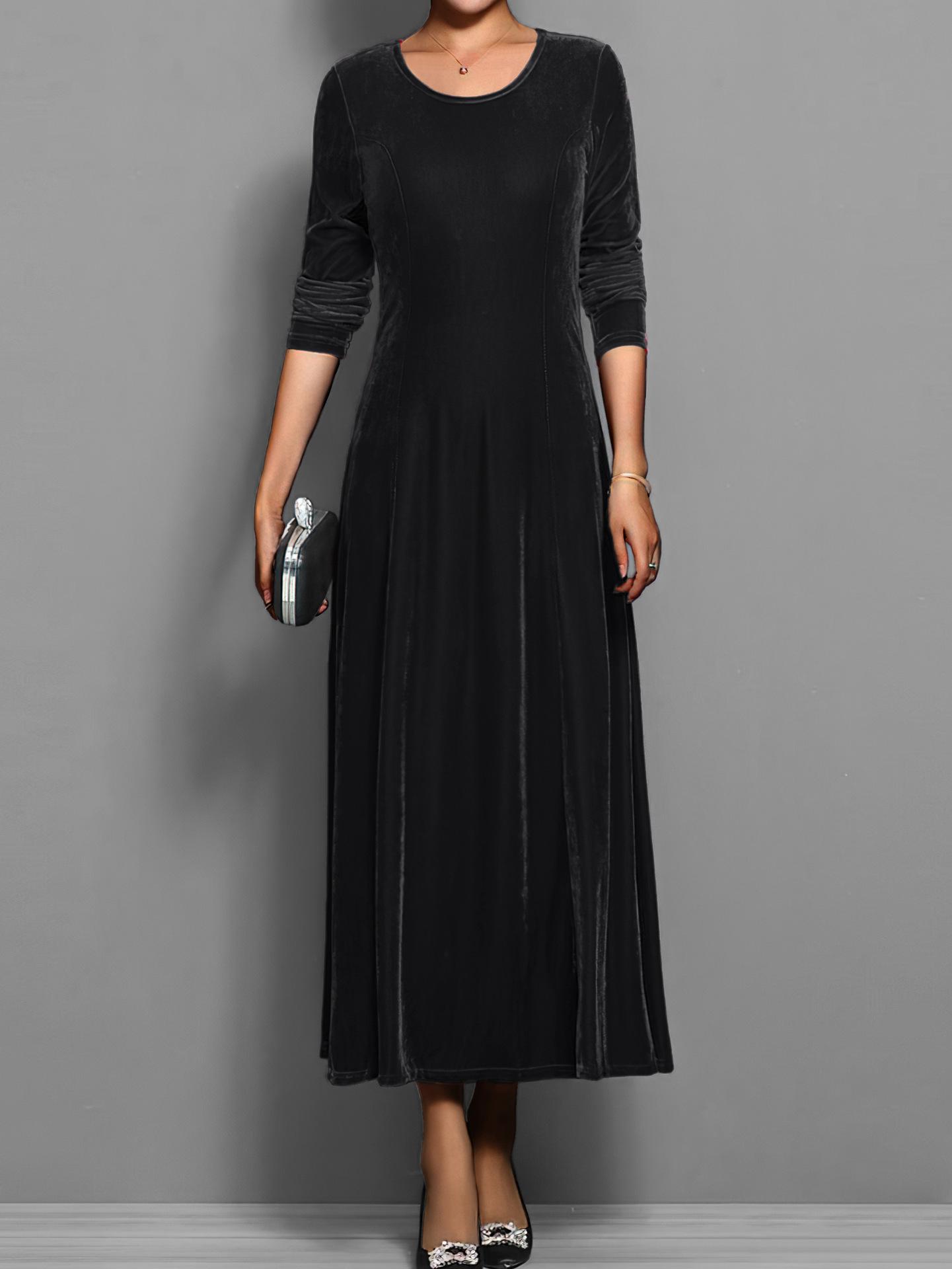 Women's Solid Color Velvet Dress