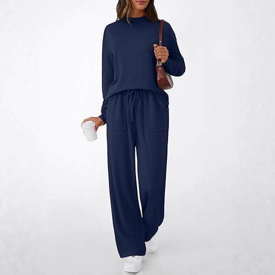 Women's Drawstring With Pockets Pure Color All-matching Casual Fashion Set