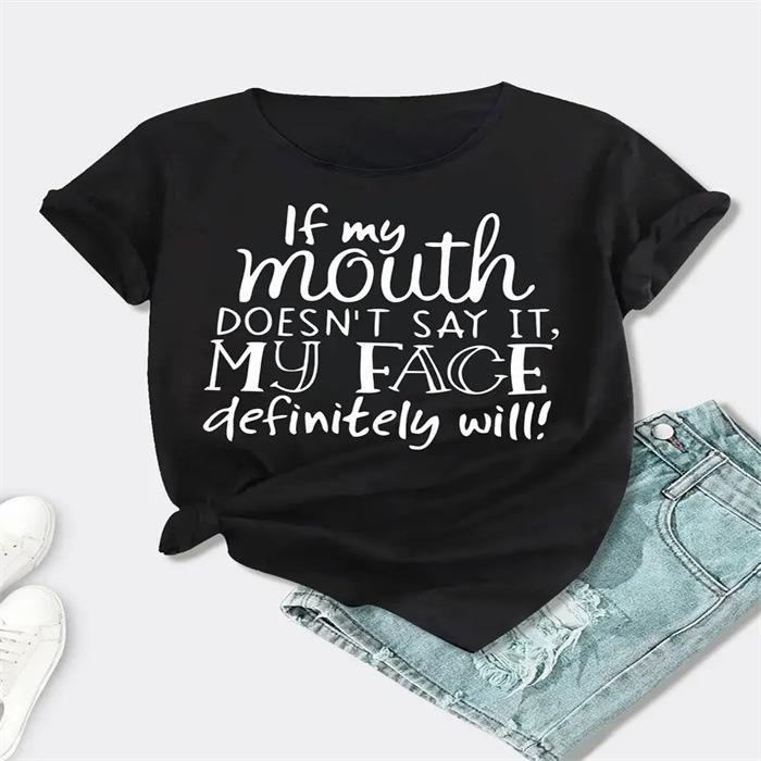 Women's Printed Crew Neck Plus-Size Short-Sleeve T-Shirt Top