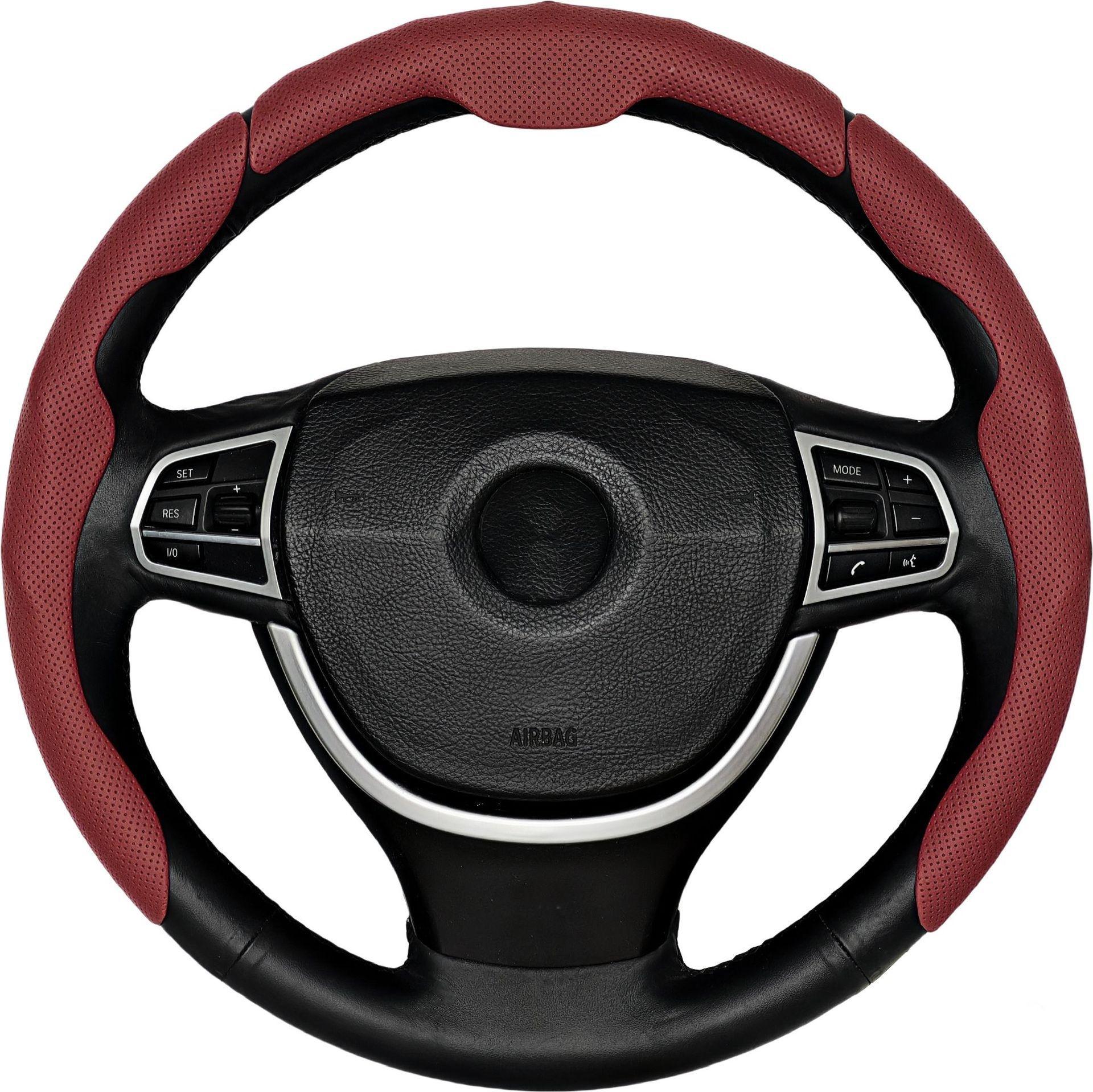 Car Leather Non-Slip Sweat-Absorbent Wear-Resistant Card Holder Car Steering Wheel Cover