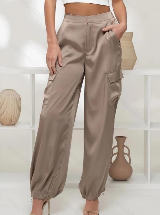 Western-style Womens Satin Cargo Pants
