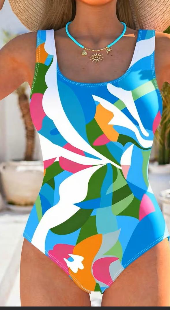 Womens 3D Digital-Print One-Piece Swimsuit