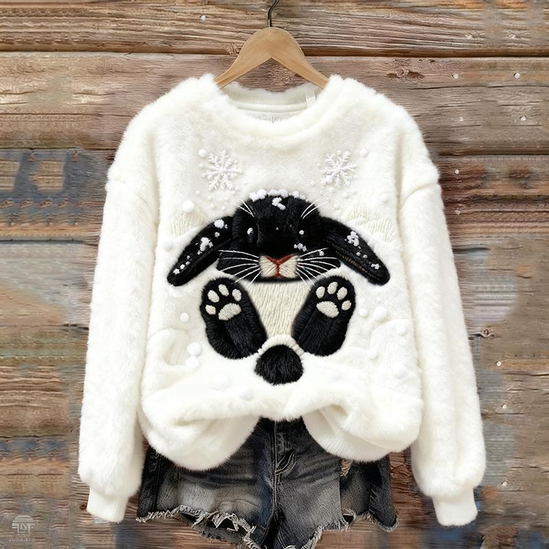 3D Digital Print Pattern Christmas Women's Flannel Sweatshirt