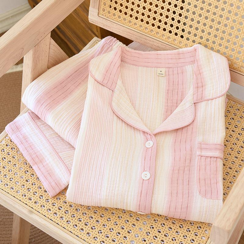 Cotton Yarn Dream Striped Home Wear Long-sleeved Trousers Pajamas