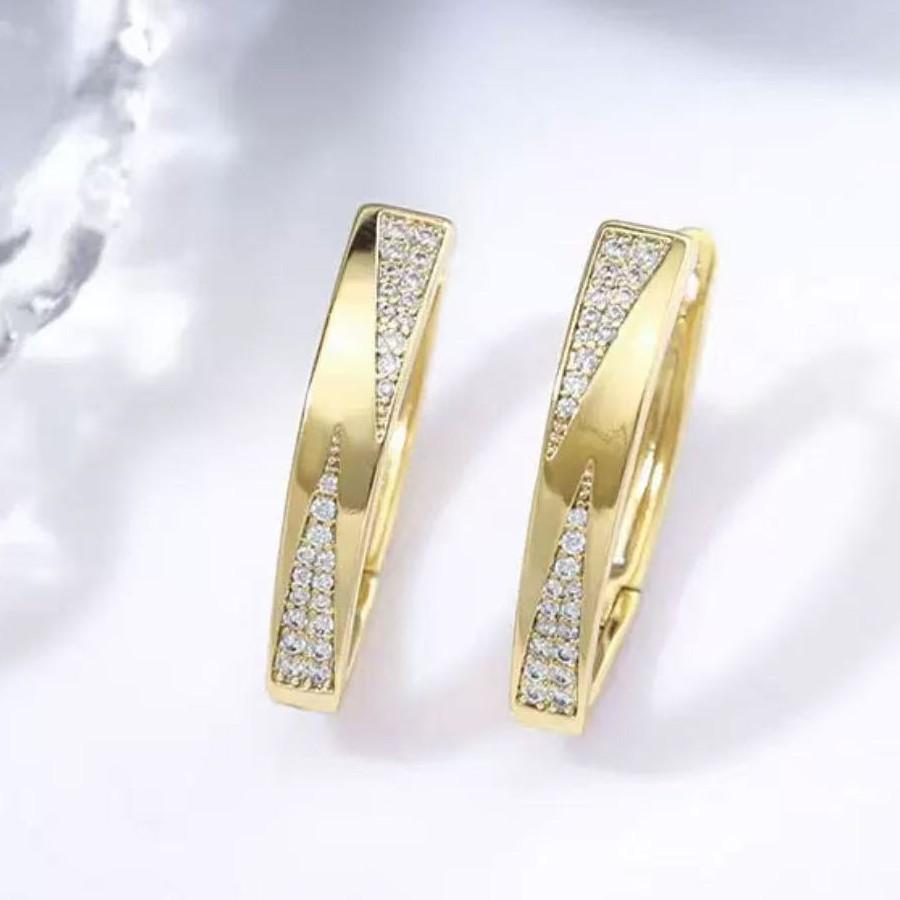 Women's Fashion Zircon V-Shape Cross Earrings