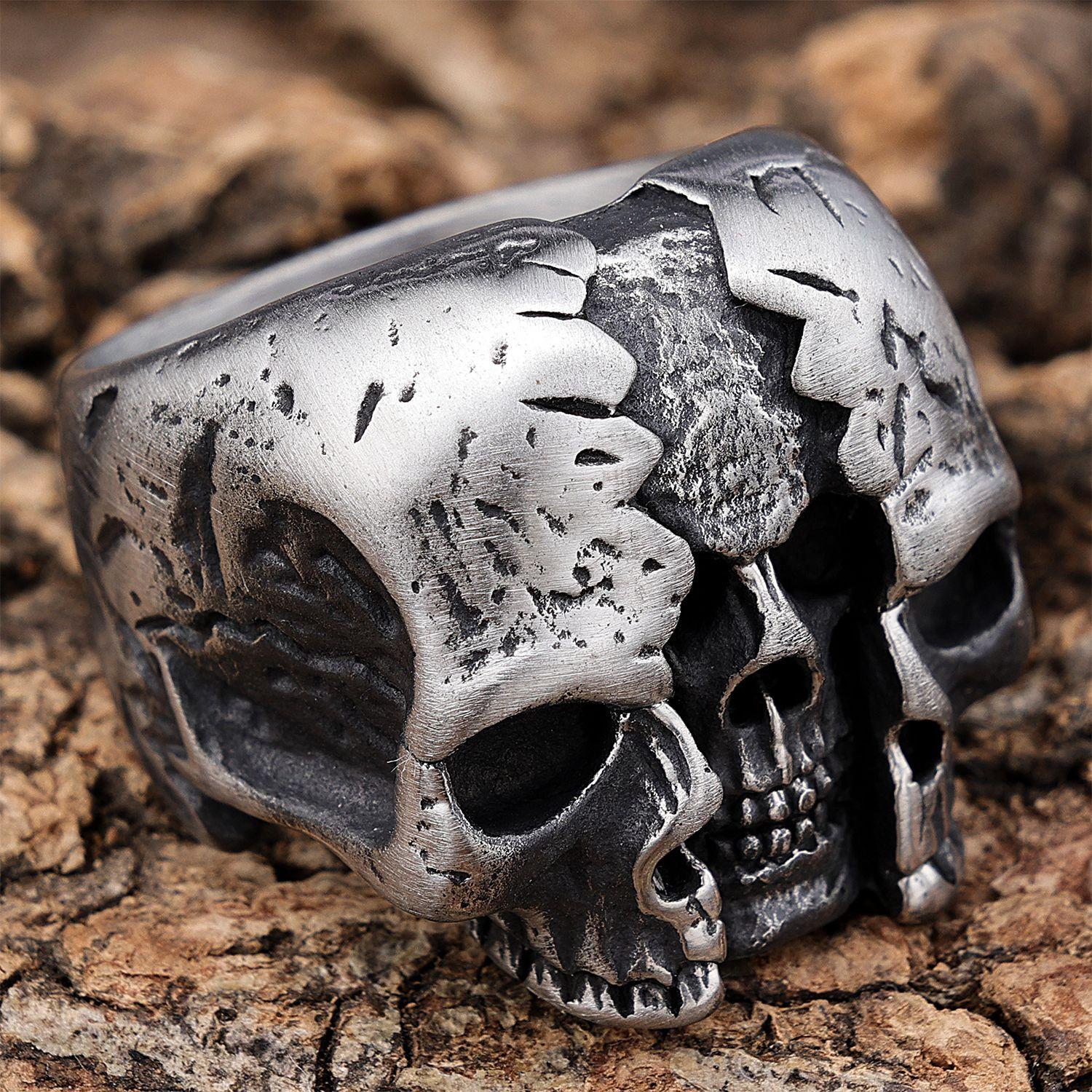 Creative Mens Aviator Retro Skull Ring