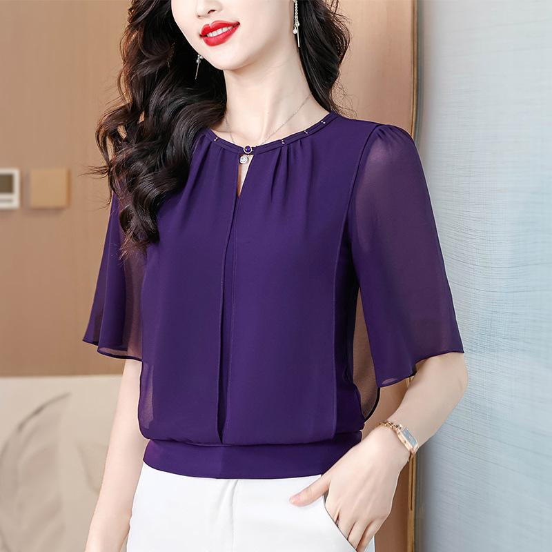 Chiffon Short Sleeve Top Women's Summer