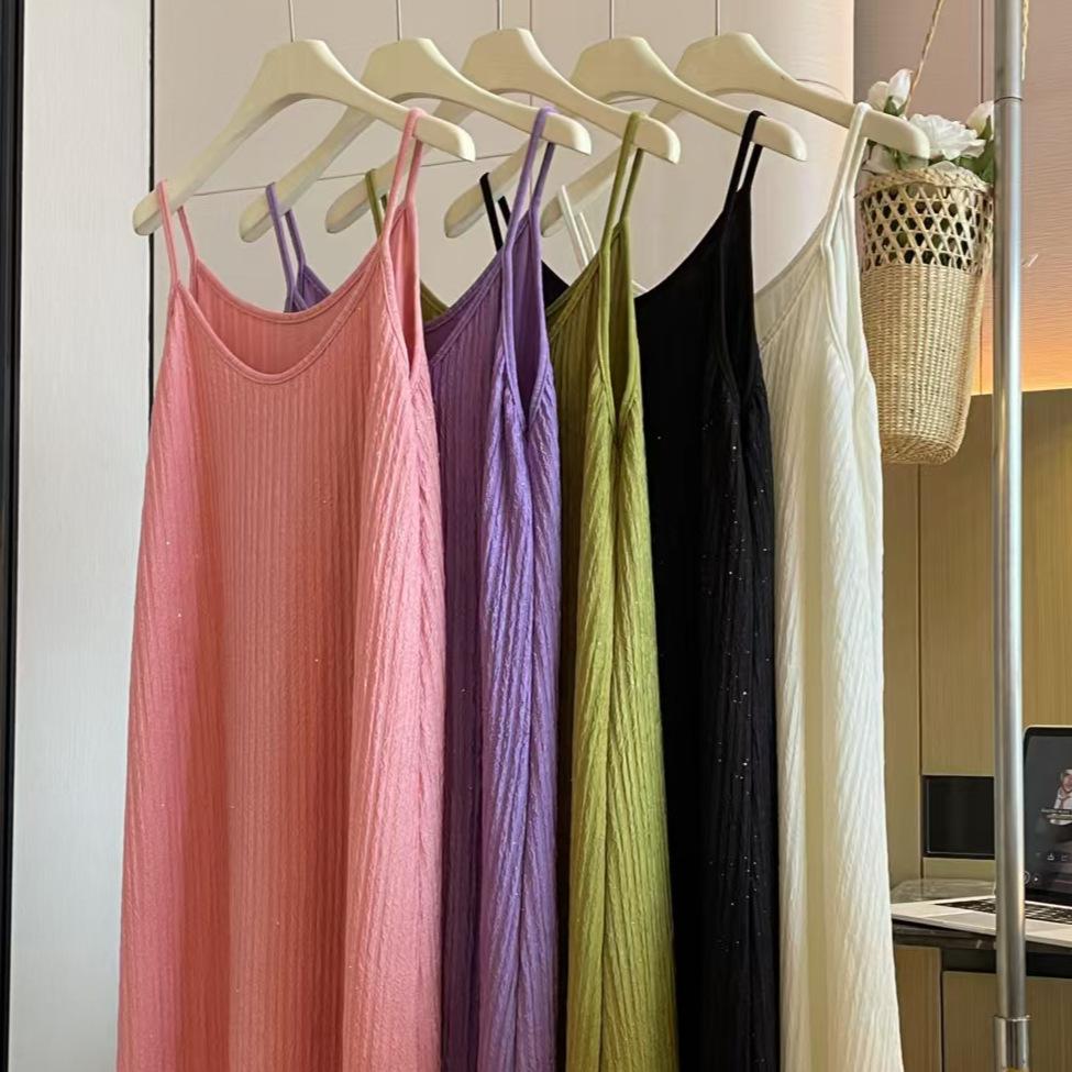 Design Sequin Pleated Temperament Camisole Dress