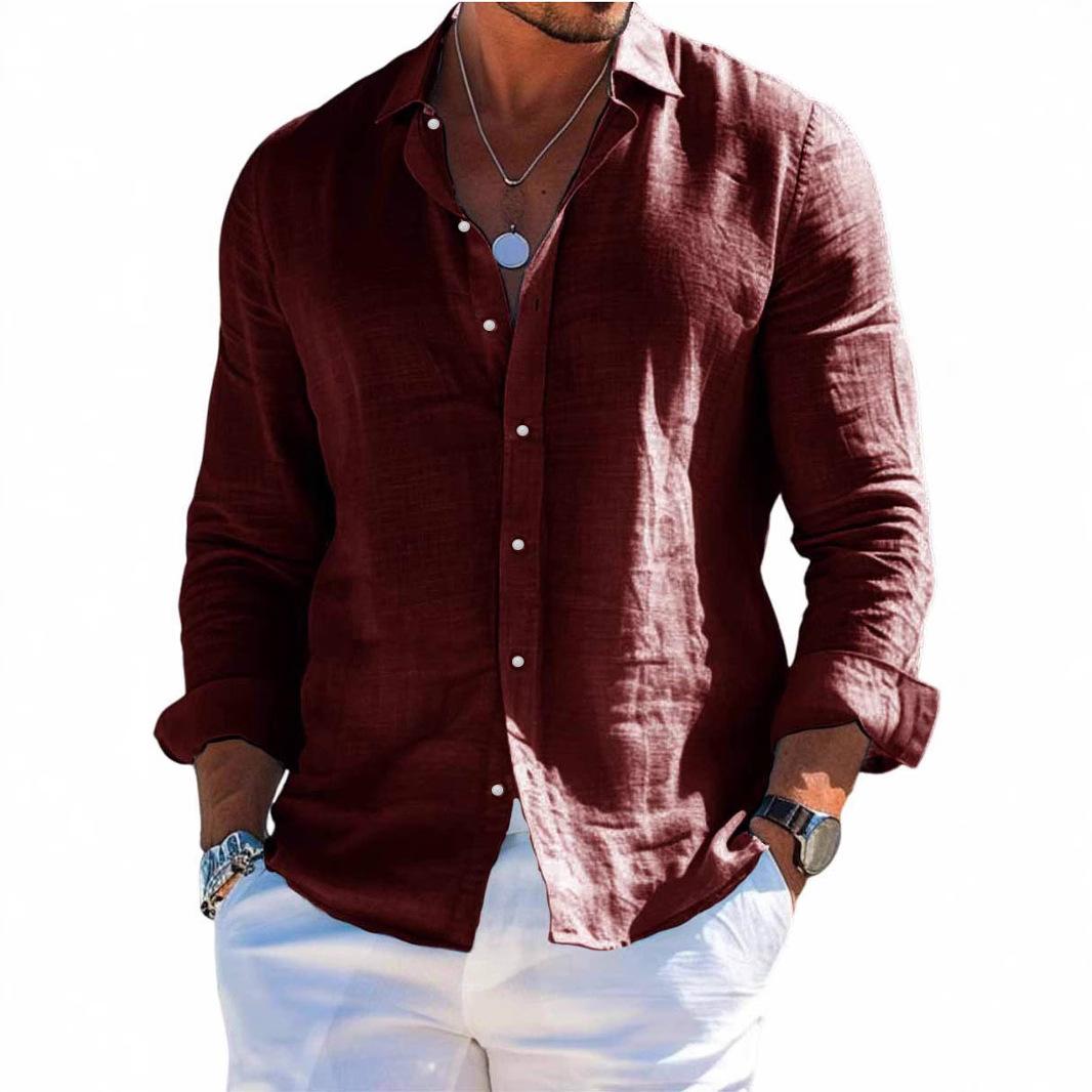 Hawaiian Lapel Long-sleeve Beach Shirt