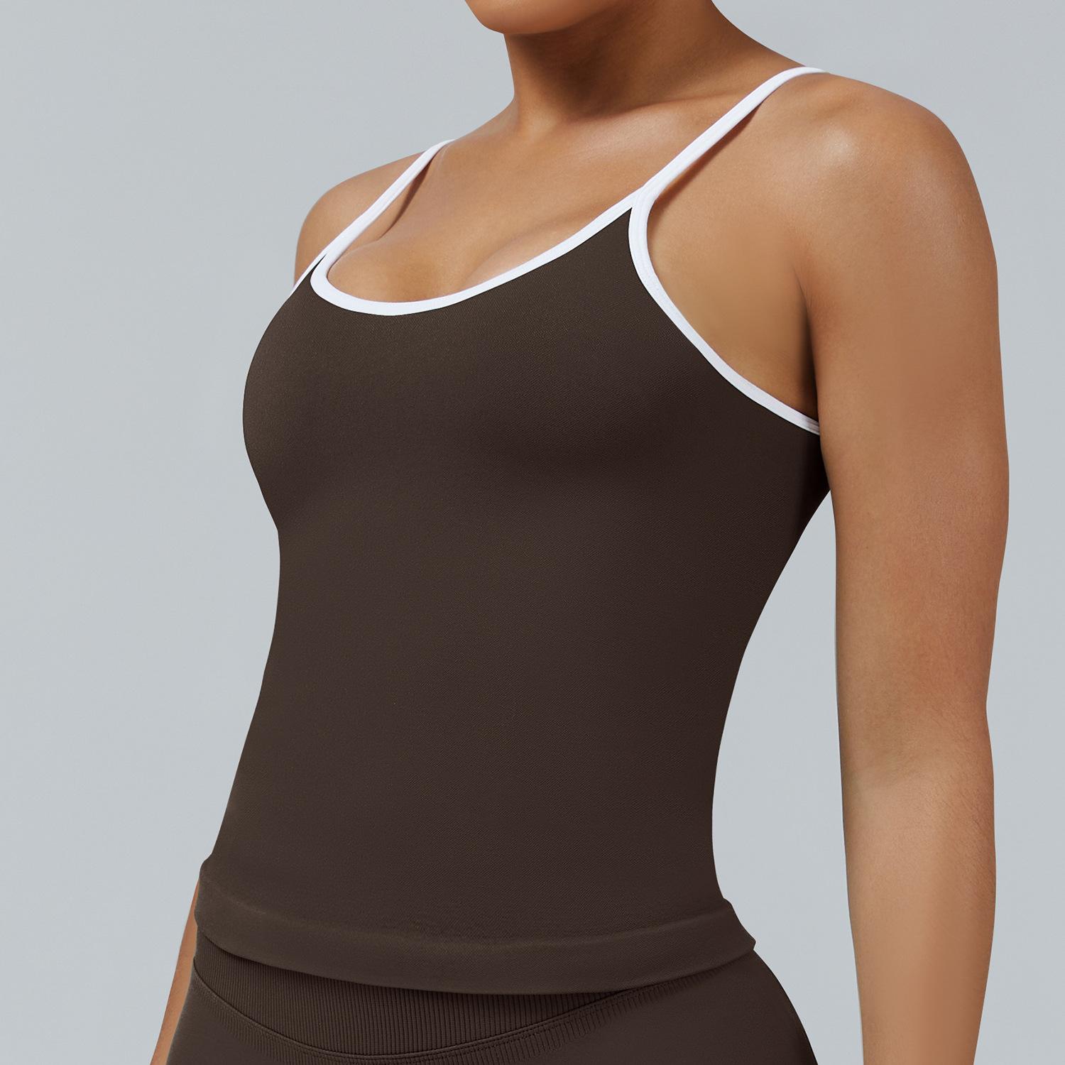 Women's Tight Contrast Color Sports Vest Backless Workout Clothes