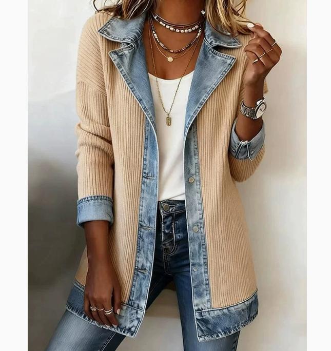 Fashionable Elegant Slim-fit Long-sleeve Patchwork Coat For Women