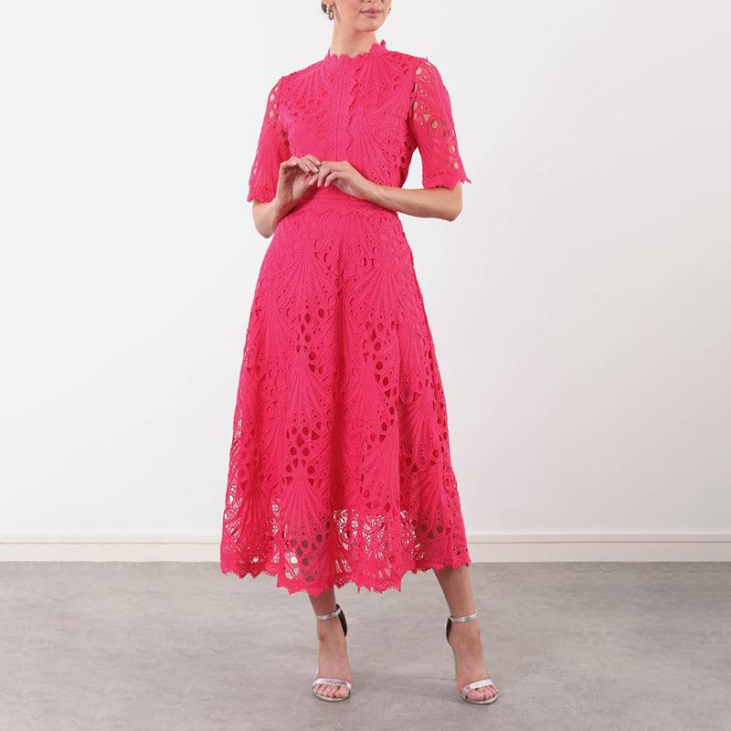 Retro Cinched Slimming Short Sleeves High Sense Dress