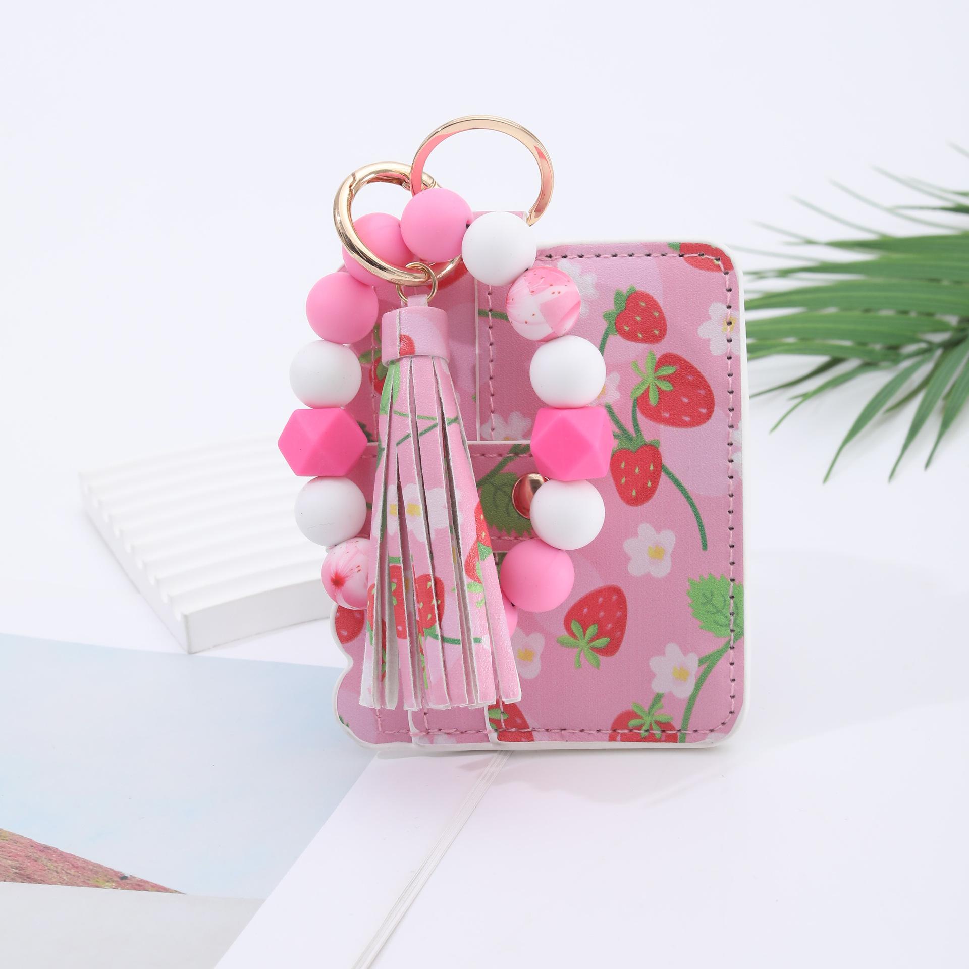Beaded Bracelet Keychain Wallet Fruit