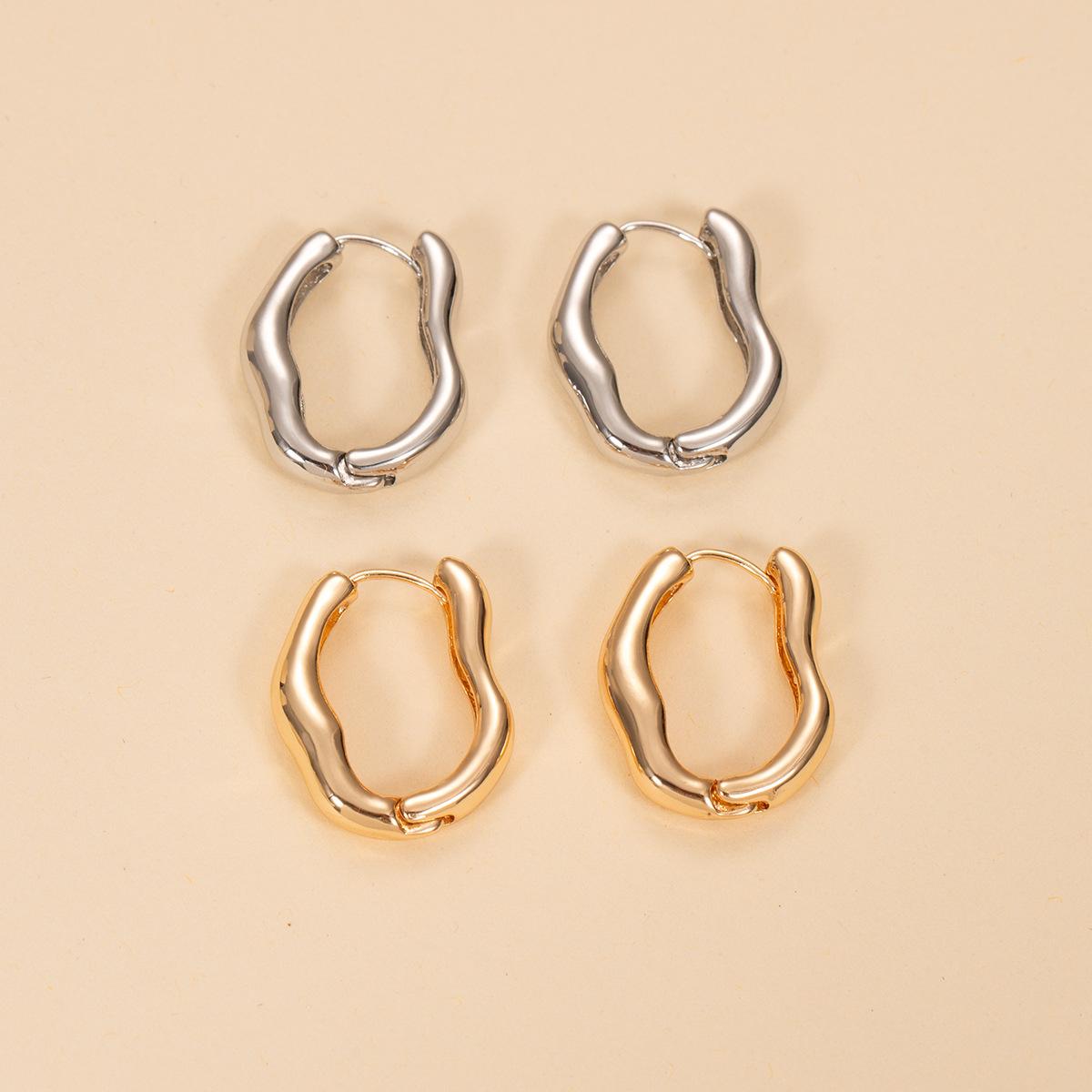 European And American Fashion Irregular Oval Ear Clips