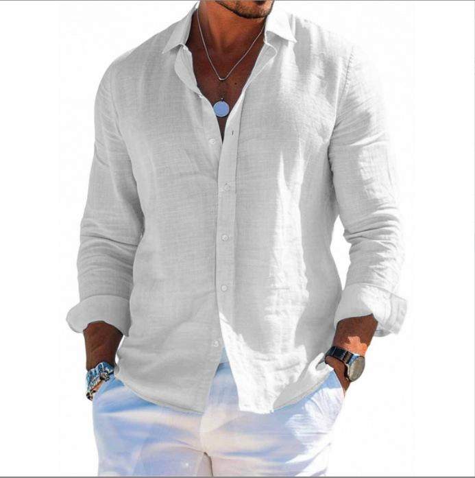 Hawaiian Lapel Long-sleeve Beach Shirt