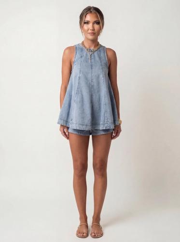 European And American-style Casual Two-piece Shorts Set
