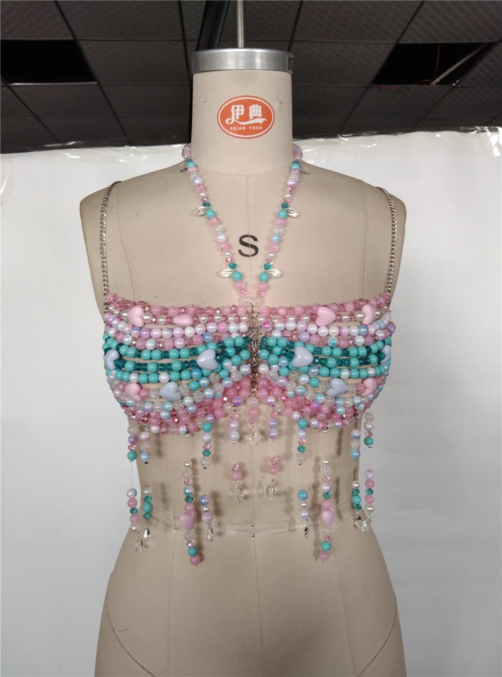 Multi-layer Colorful Bead Choker Versatile Vest Body Chain