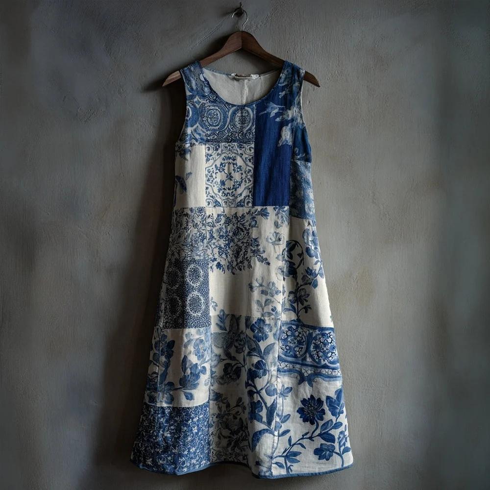 Women's Sleeveless Round Neck 3D Printed Dress