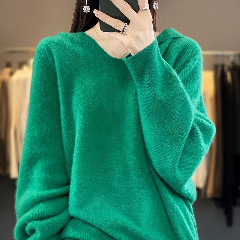 Women's Sweater Loose And Warm All-matching Thickened Bottoming V-neck