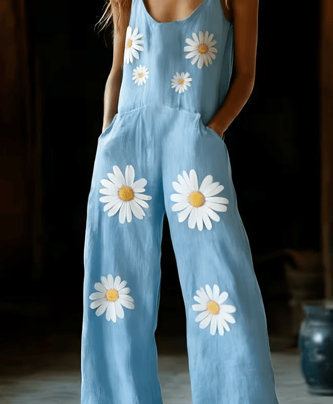 Bohemian Style Backless Wide-leg Jumpsuit Women's
