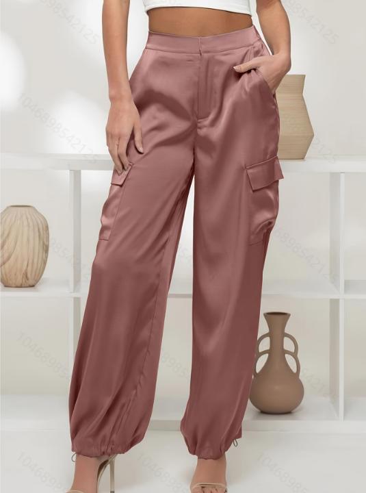 Western-style Womens Satin Cargo Pants
