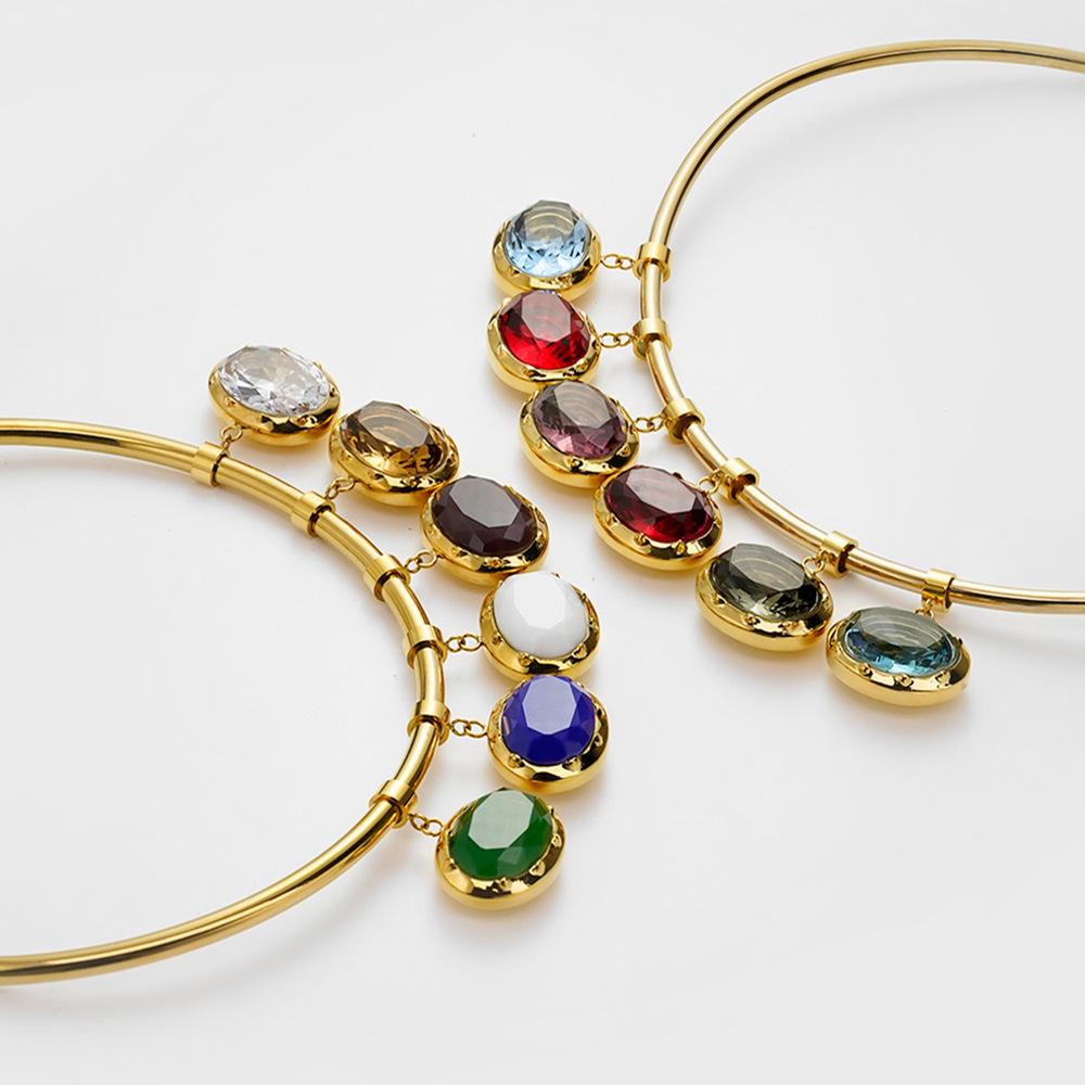 18K Gold-Plated Titanium Steel Open-End Choker Pendant Necklace
