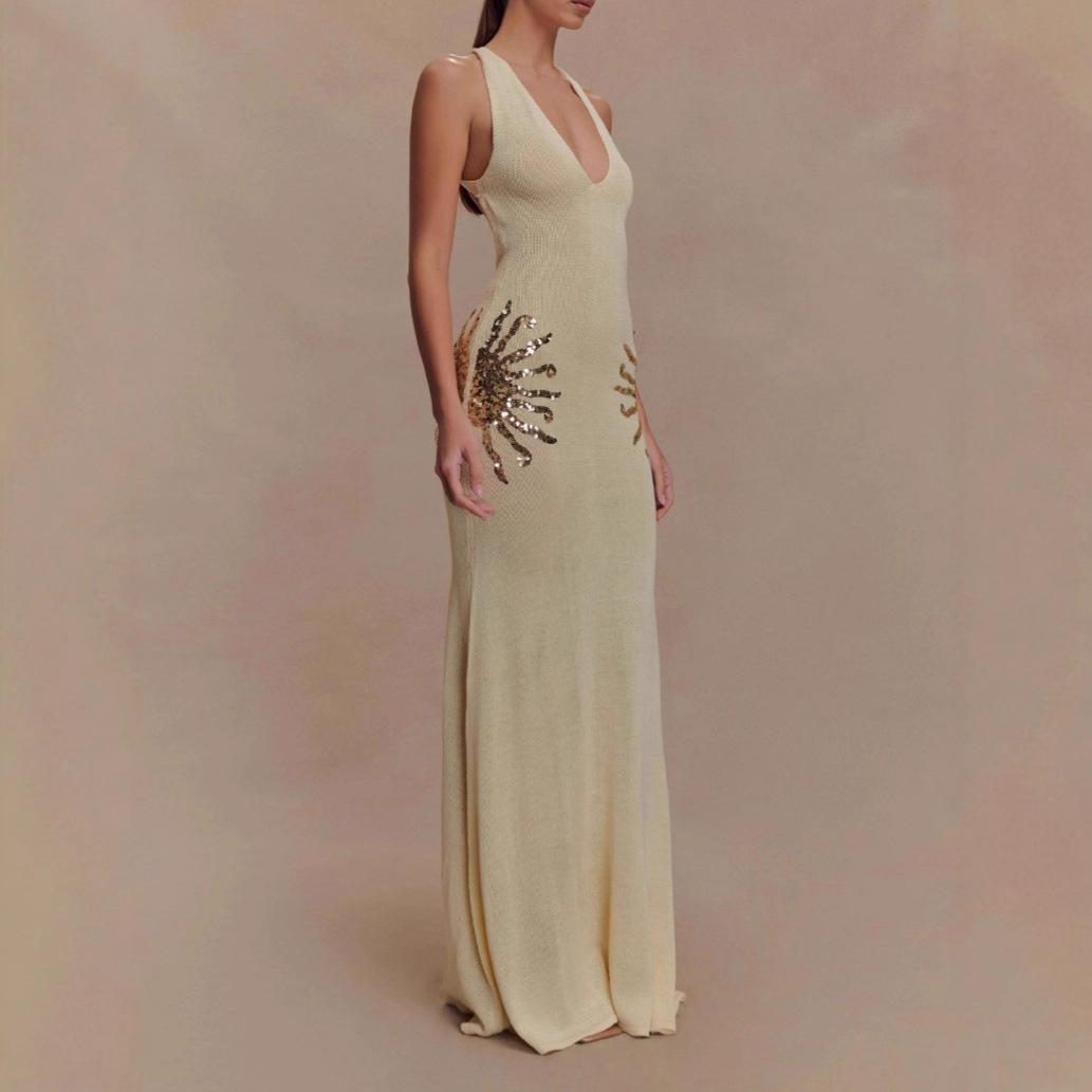 Summer New Retro French Elegant Solid Color Dress