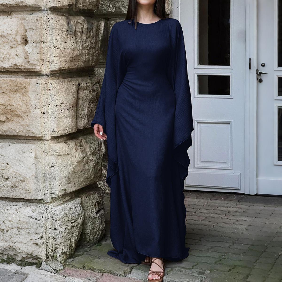 Temperament Pure Color Long Sleeve Dress Women