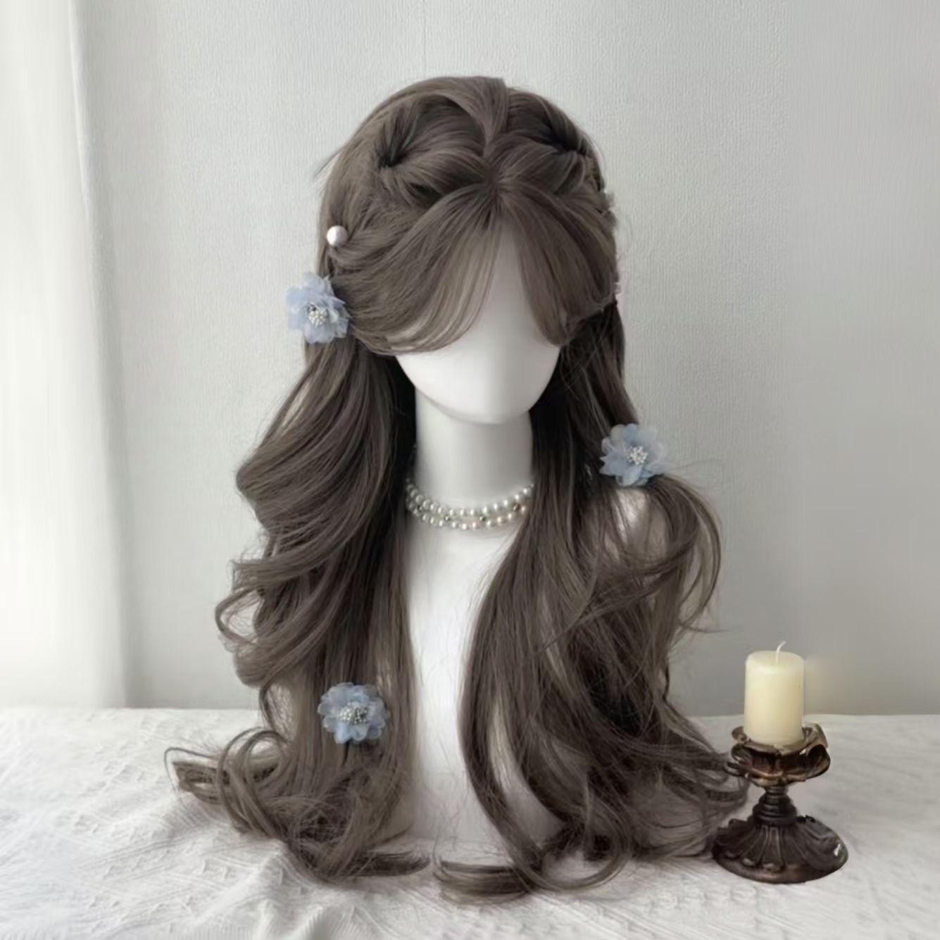 High-end Chic Large-curl Bob With A Few-strand Fringefaux Hairpiece