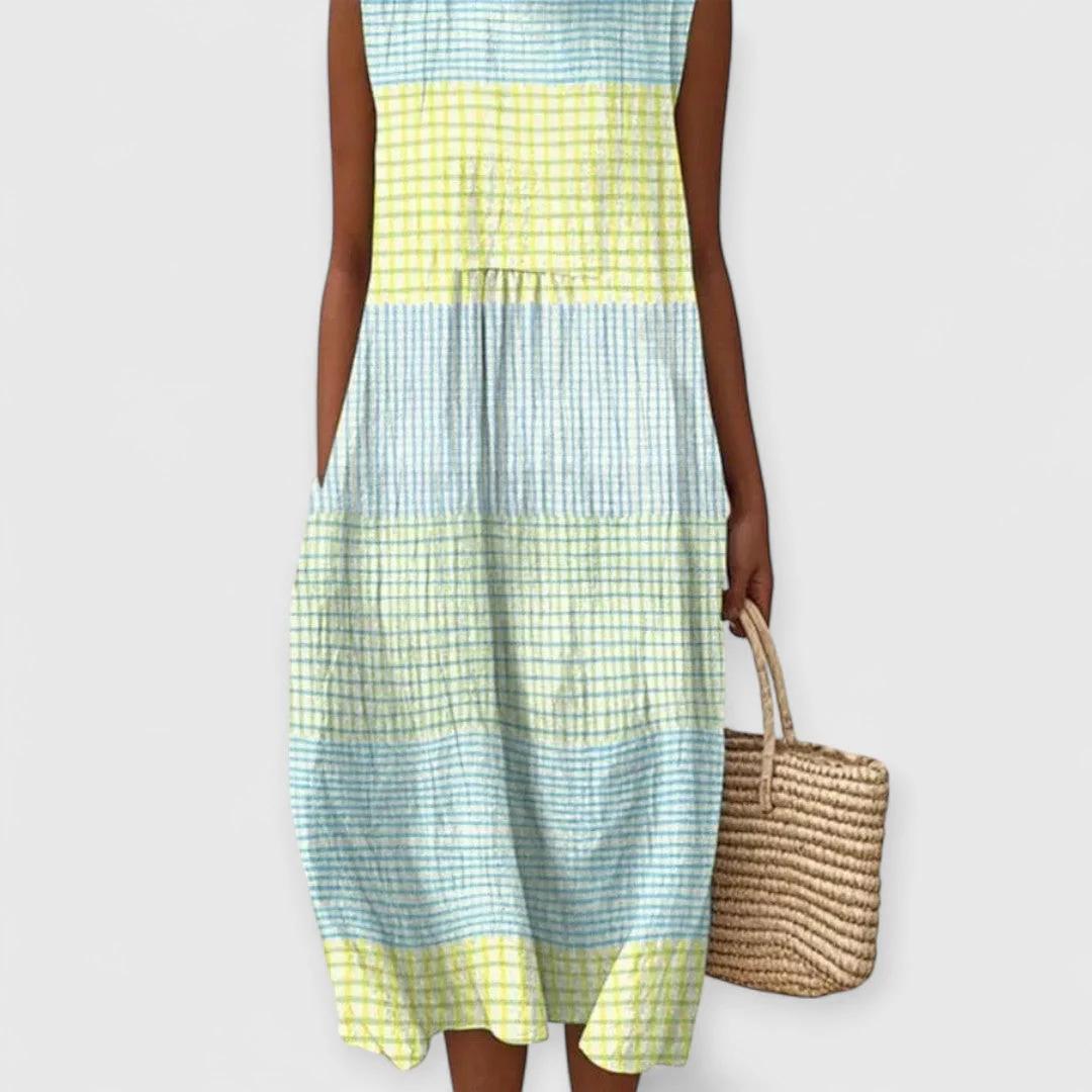 Sleeveless Pocket Casual Printed Temperament Long Dress