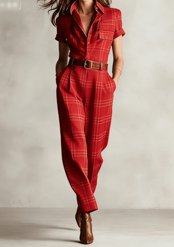 Notched Lapel Wide-leg Jumpsuit