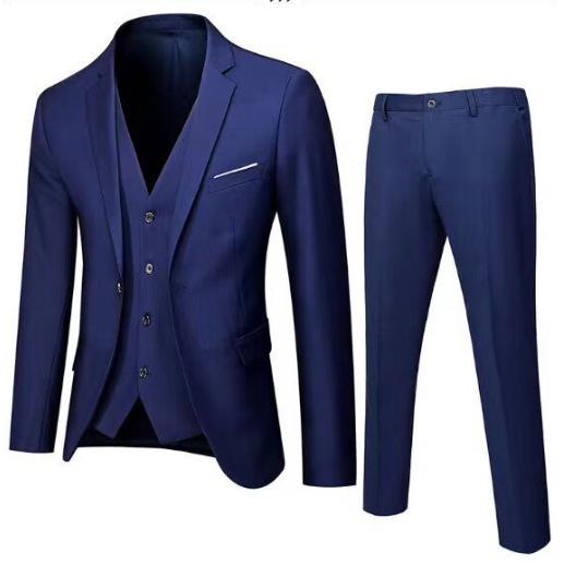 Mens Korean-style Slim-fit Business Suit Three-piece Set