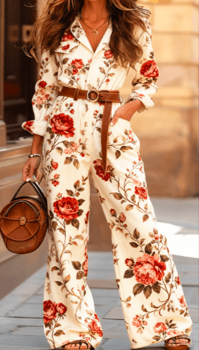 Spring And Autumn Waist-Cinched Wide-Leg Long-Sleeve Set