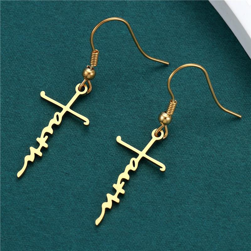 Golden Stainless Steel Heart Earrings