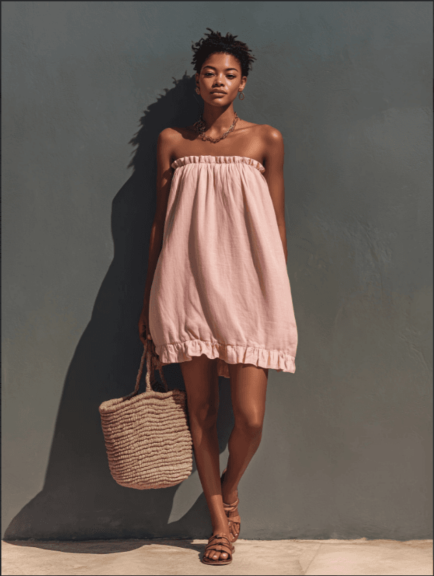 2026 Fog Powder Cloud Shoulder Strap Minidress