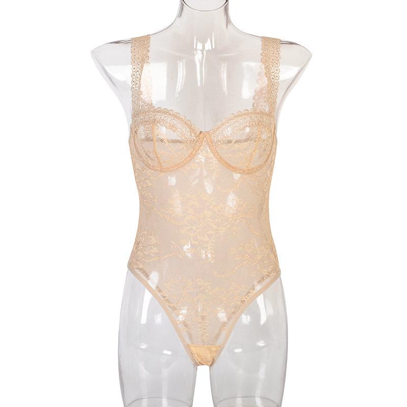 Lace Floral Close-fitting Bodysuit For Women