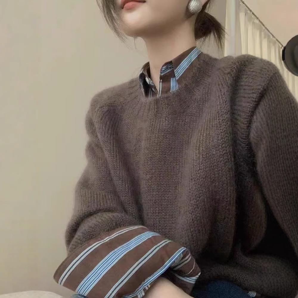 New Round Neck Knitted Pullover Sweater Women