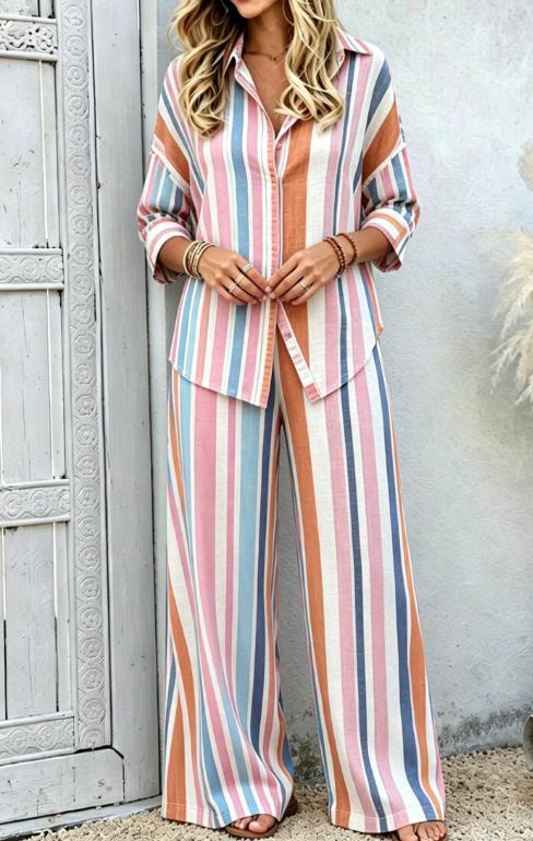 Summer Womens Shirt Set With A Digital-print Collar